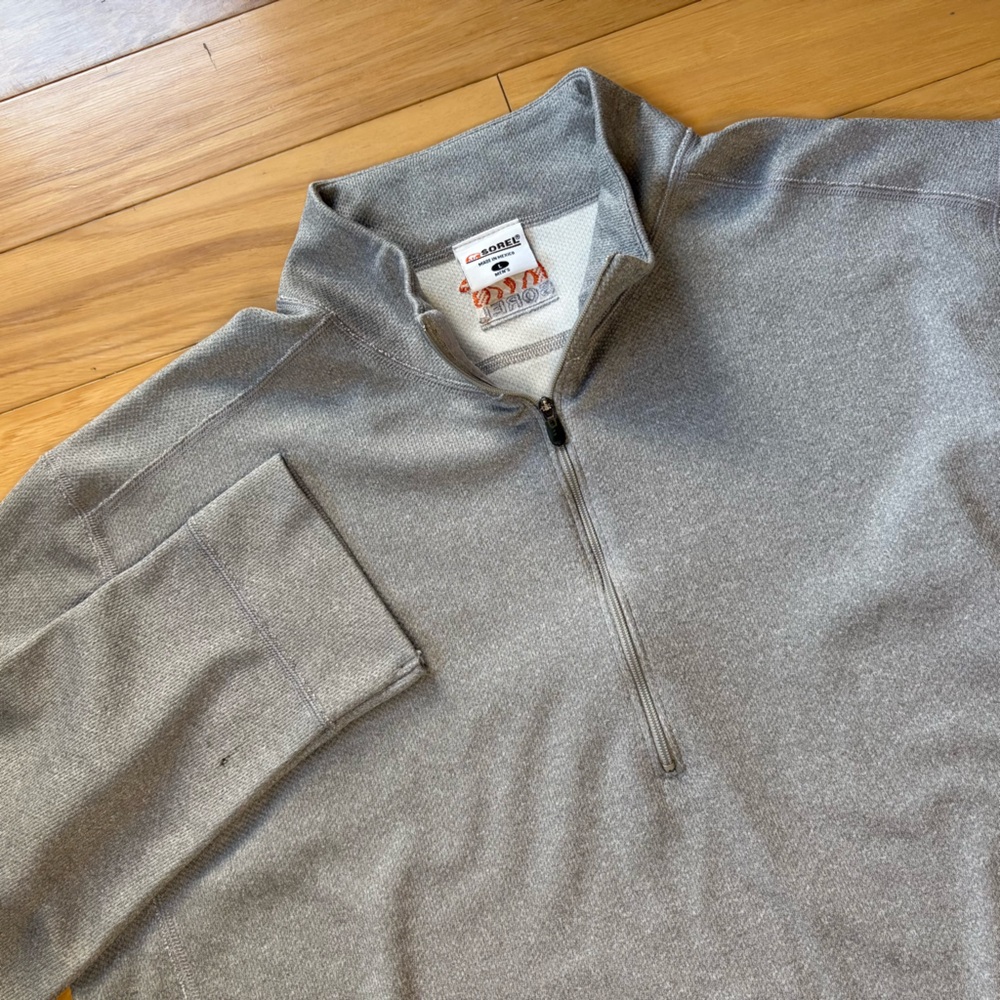 Sorel 1/4 Zip Pullover Mid-Layer Mens Sz L Gray Long Sleeve Performance Shirt